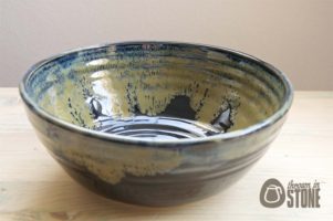 Large Black and Bronze Stoneware Bowl