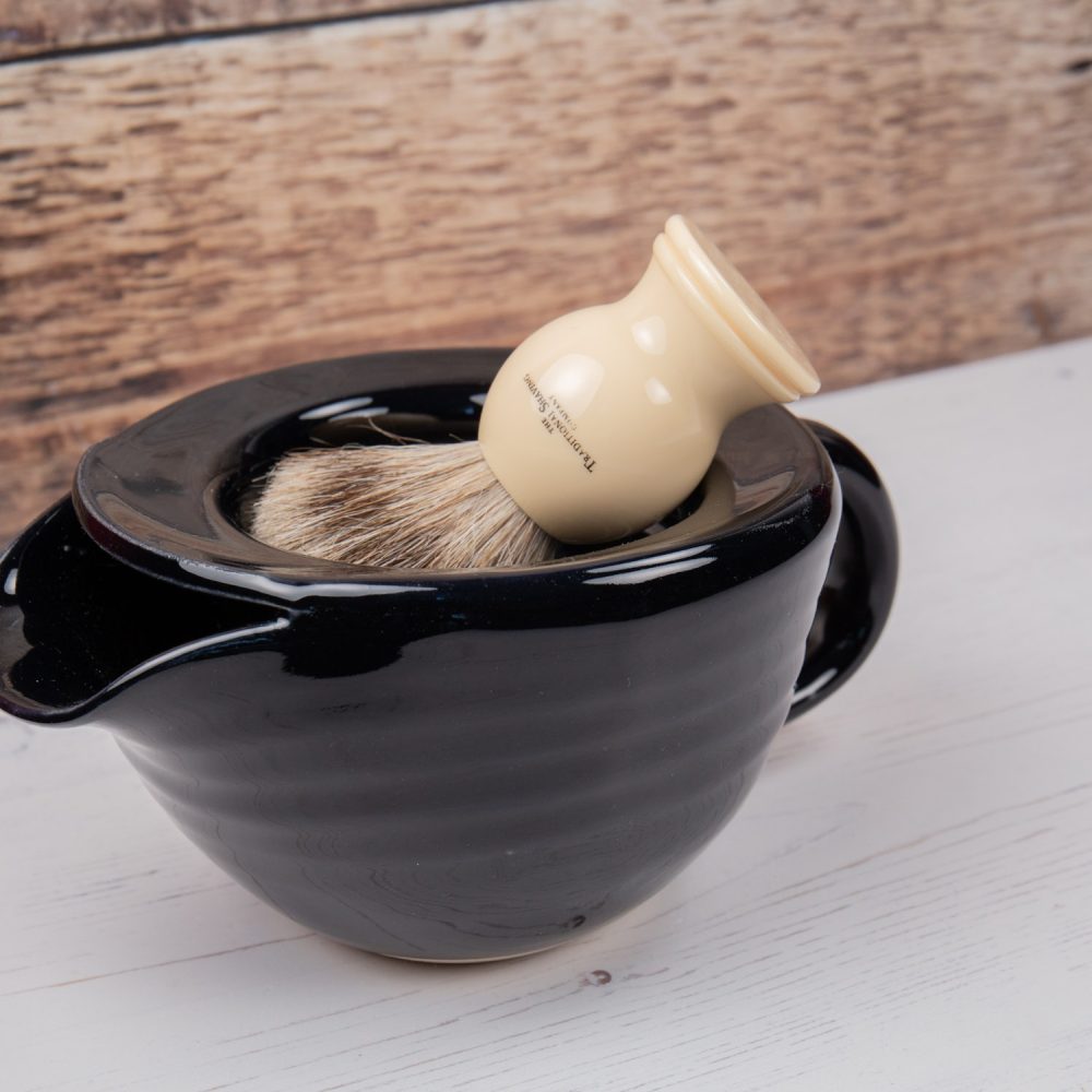 Shaving Scuttle – Black Stoneware Shaving Mug – Lather Bowl