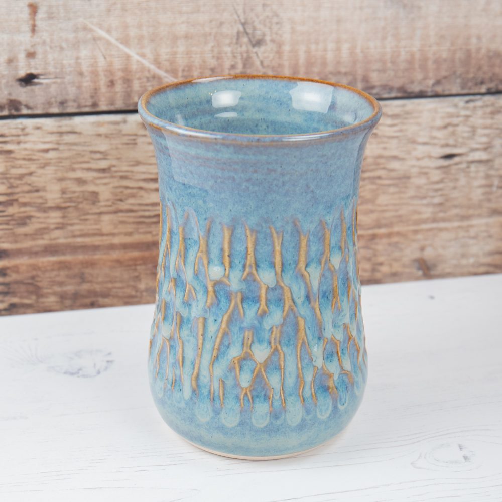 Denim Blue Vase – Carved Texture