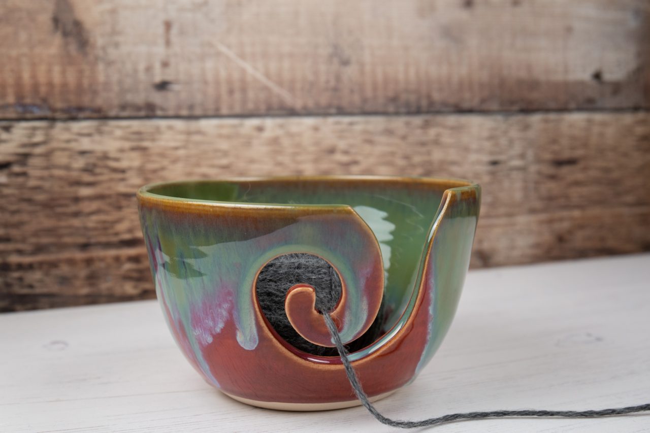 Yarn Bowl - Deep Pink and Aqua