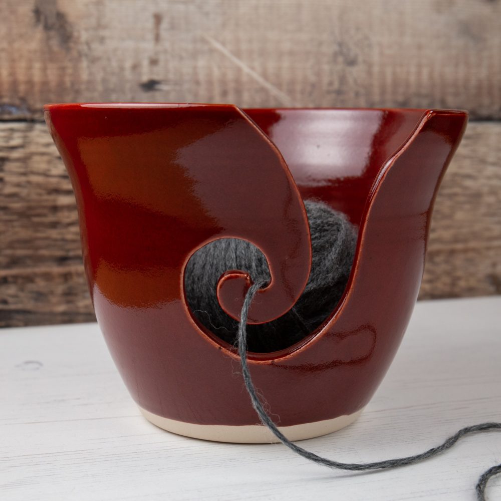 Yarn Bowl – Deep Red Medium Sized Knitting Bowl