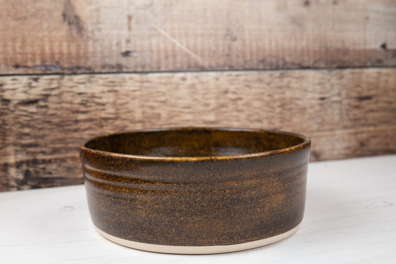Stoneware Pet Bowl - Brown Dog Bowl - Water Bowl - Food Bowl
