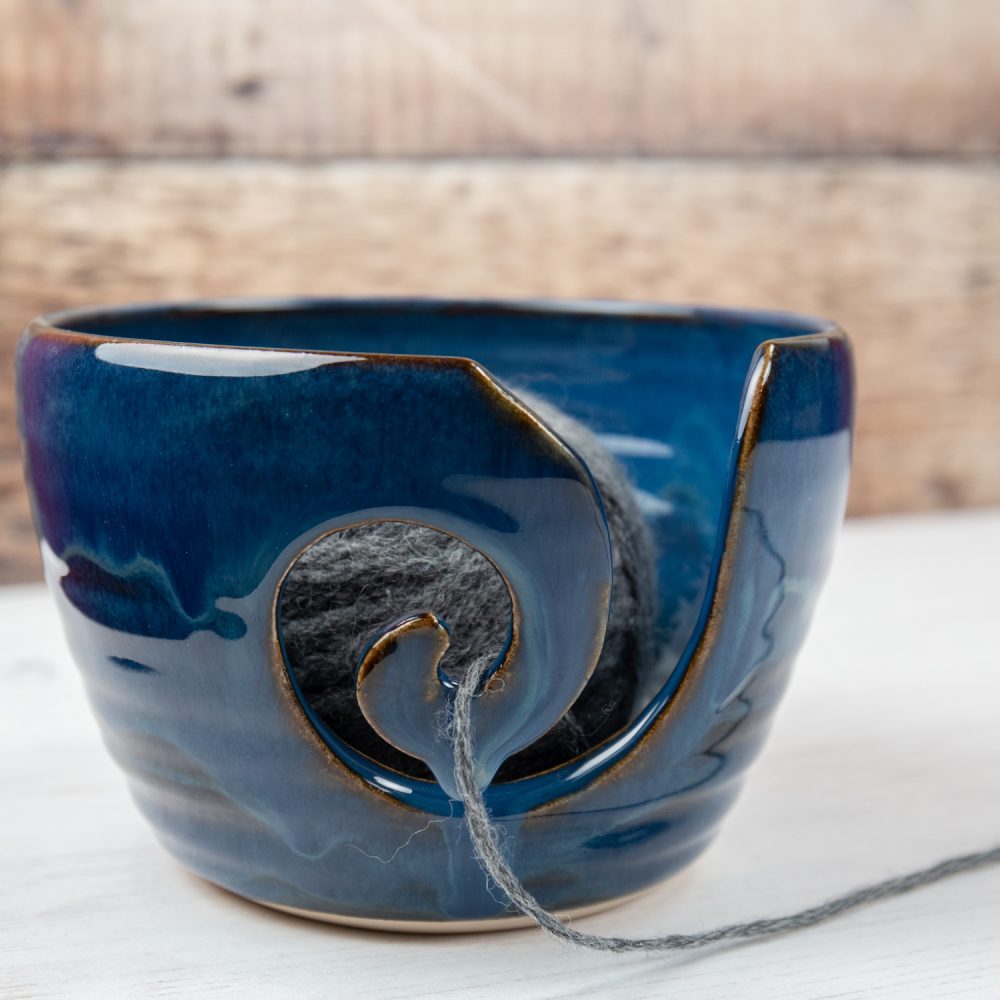 Yarn Bowl – Blue Knitting Bowl