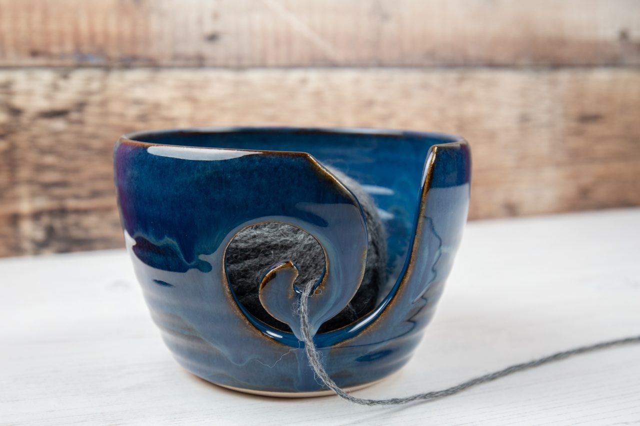 Yarn Bowl - Blue Knitting Bowl