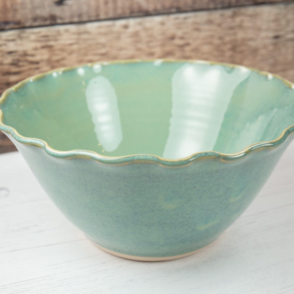 Stoneware Bowl – Sea Mist Green – Fluted Rim