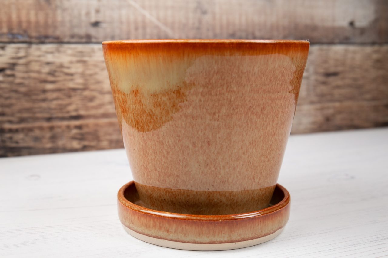 Stoneware Plant Pot - Fiery Orange