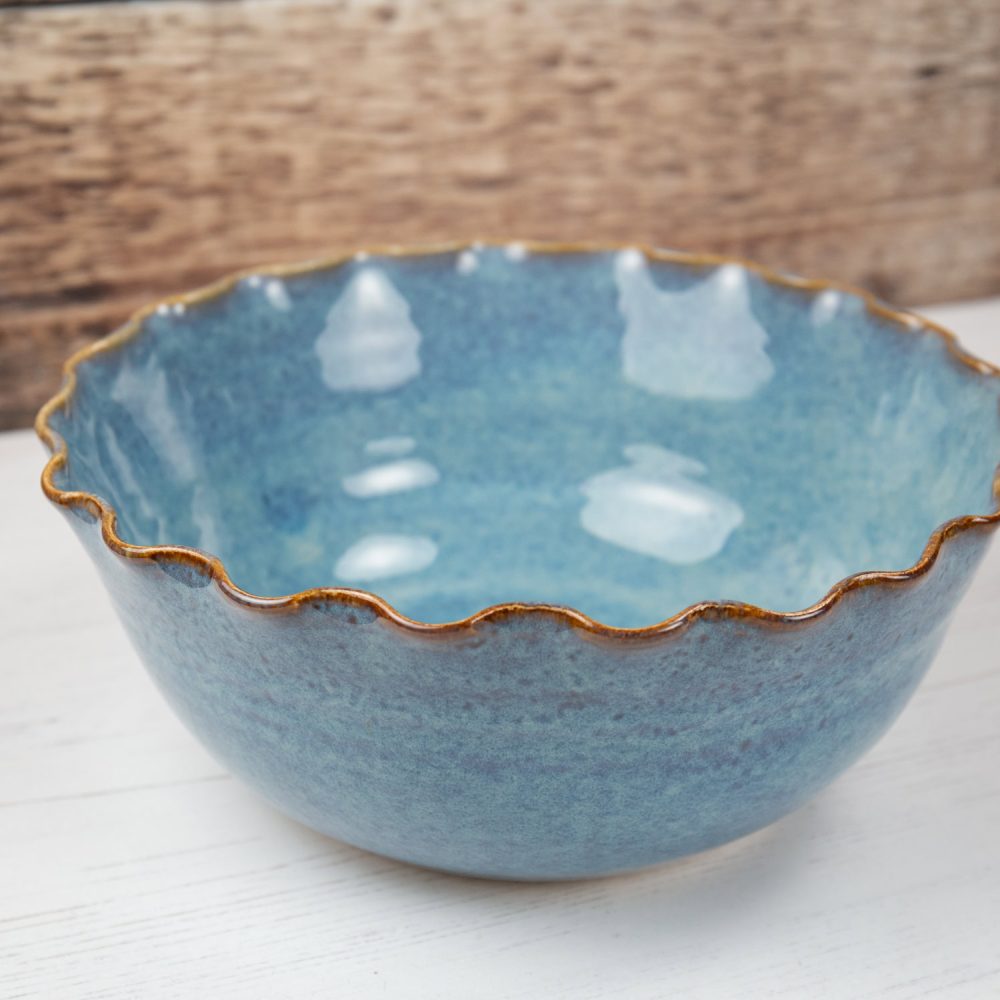 Stoneware Bowl – Denim Blue – Fluted Rim