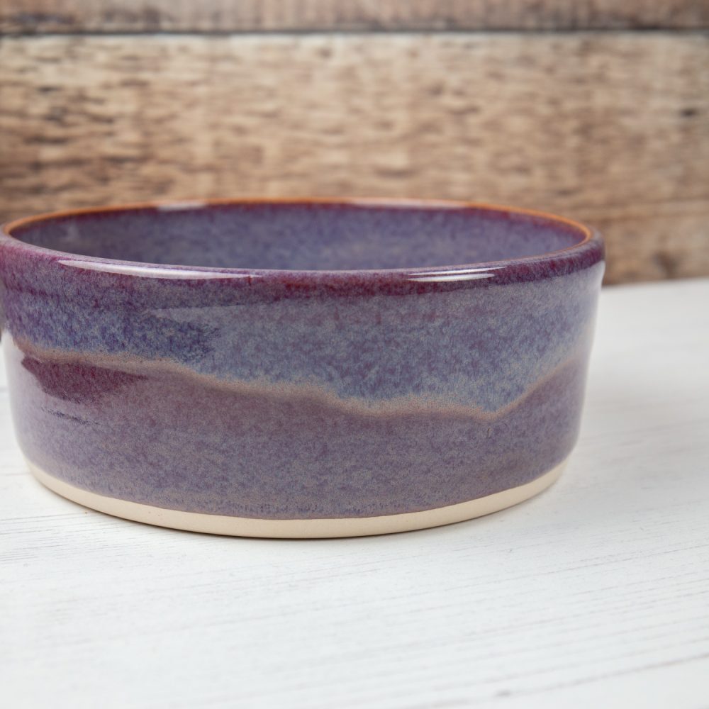 Stoneware Pet Bowl – Purple Small Dog Bowl – Water Bowl – Food Bowl