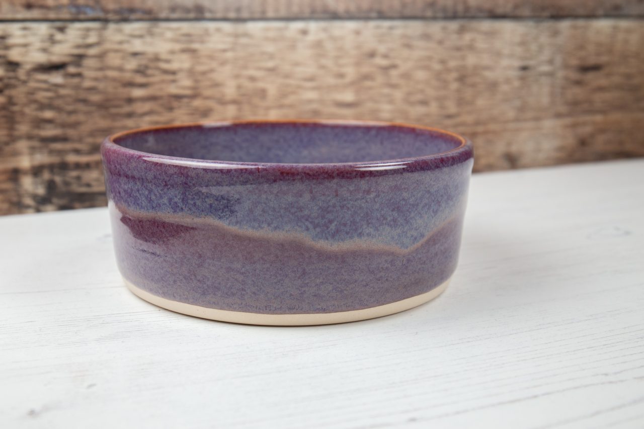 Stoneware Pet Bowl - Purple Small Dog Bowl - Water Bowl - Food Bowl
