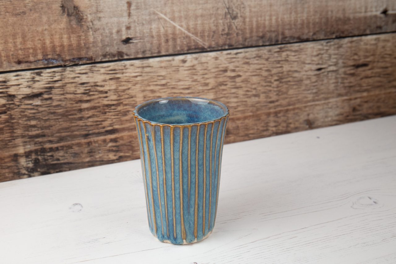 Mini Vase - Blue Carved Rustic Individual Flower Vase