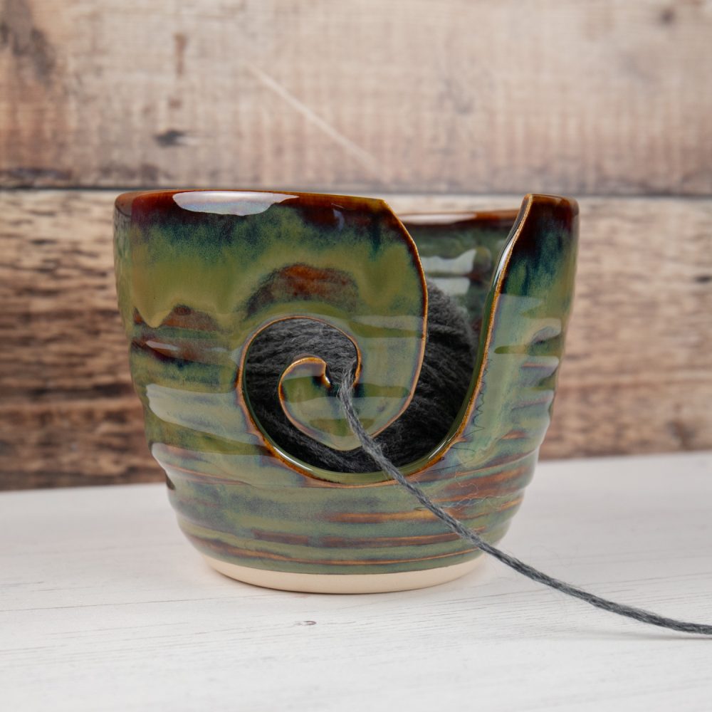Yarn Bowl – Woodland Green Knitting Bowl