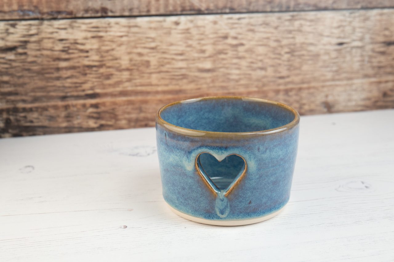 Blue Heart Tea Light Holder