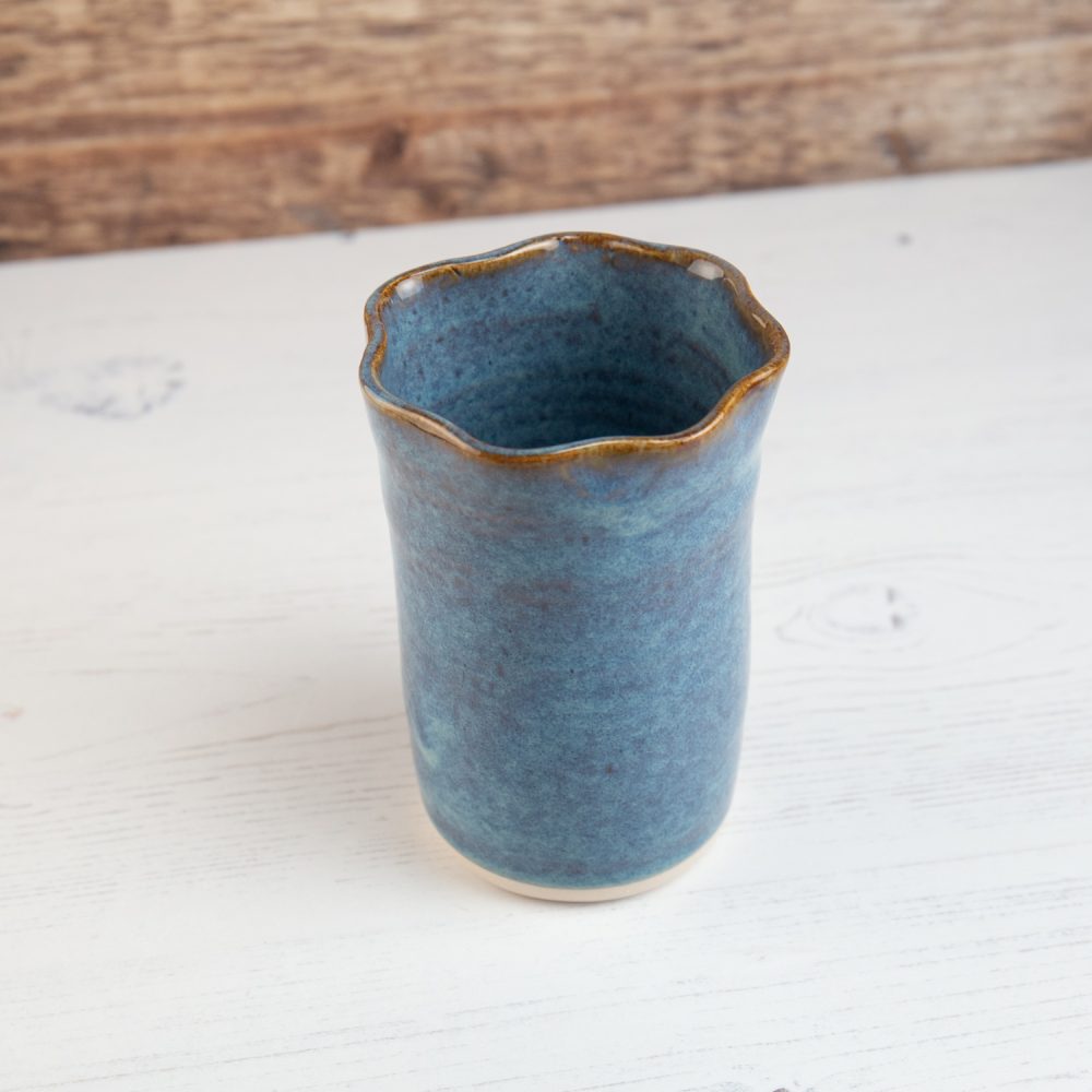 Mini Vase – Blue Rustic Individual Flower Vase Fluted Rim
