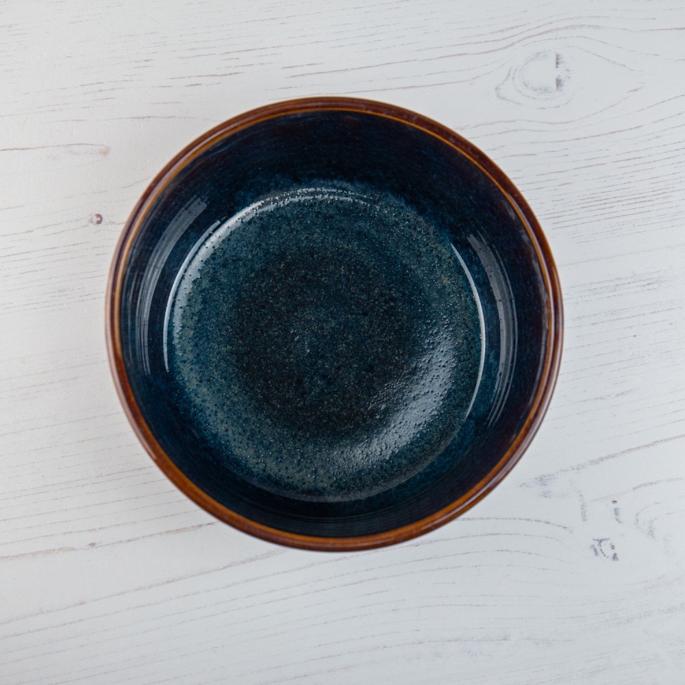 Stoneware Pet Bowl – Blue Amber
