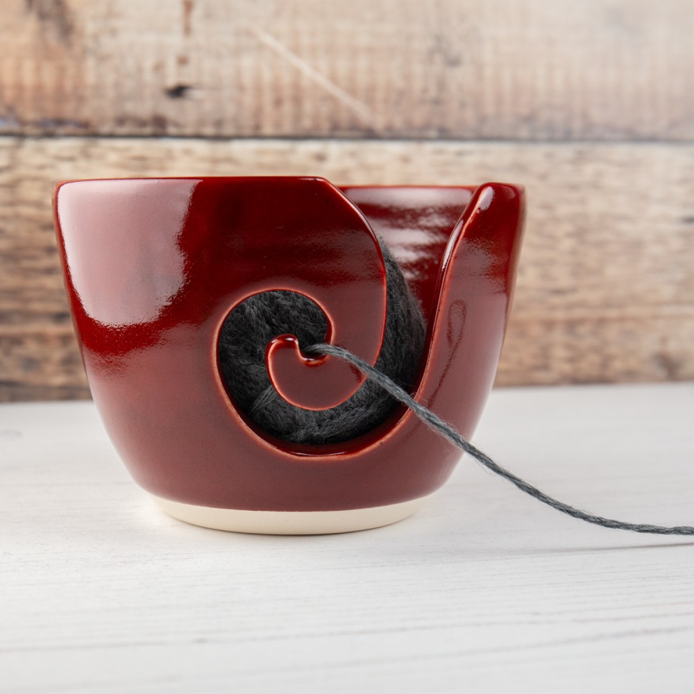 Yarn Bowl – Deep Red Knitting Bowl