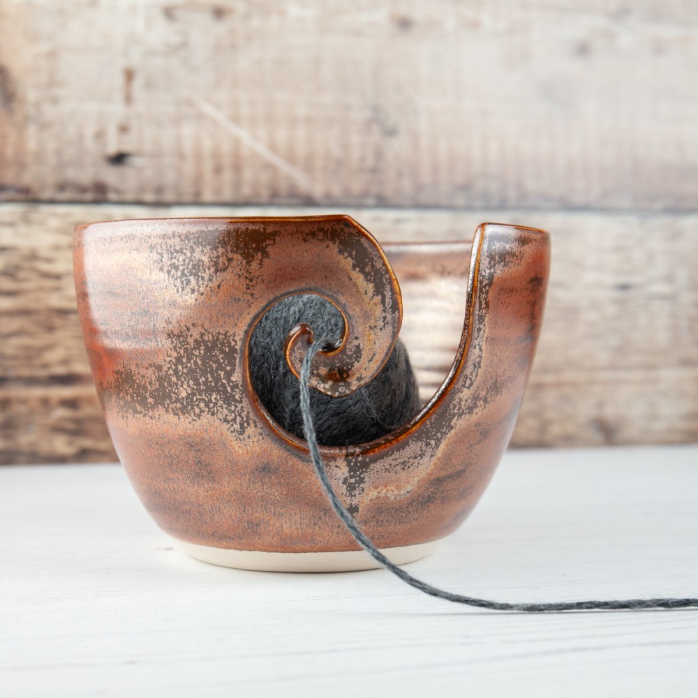 Yarn Bowl – Tarnished Copper Knitting Bowl